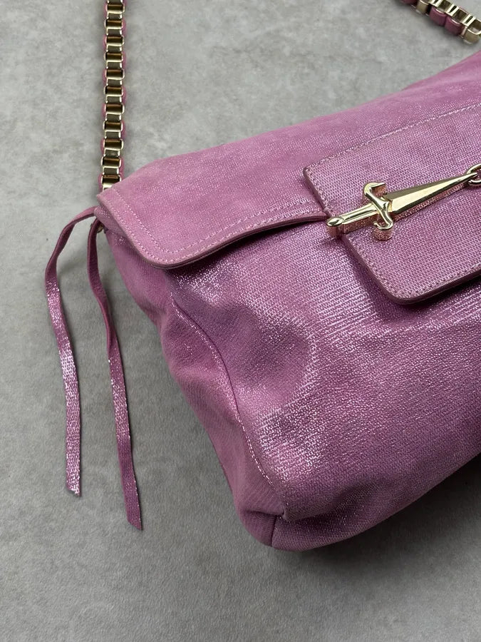 Cesare Paciotti Pink Glitter Leather Dagger Shoulder Bag nQrzplG 6