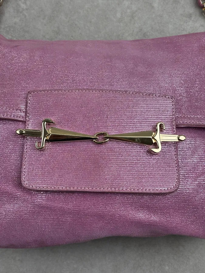 Cesare Paciotti Pink Glitter Leather Dagger Shoulder Bag nQrzplG 7