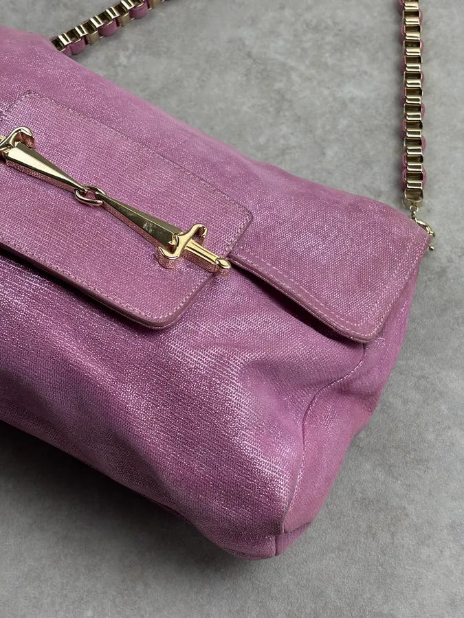 Cesare Paciotti Pink Glitter Leather Dagger Shoulder Bag nQrzplG 5