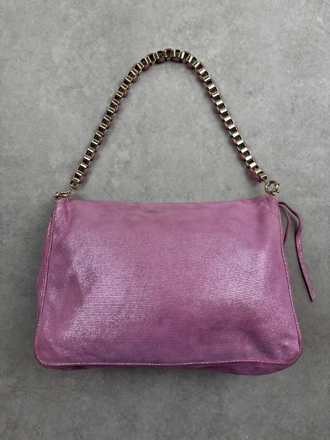 Cesare Paciotti Pink Glitter Leather Dagger Shoulder Bag nQrzplG 13