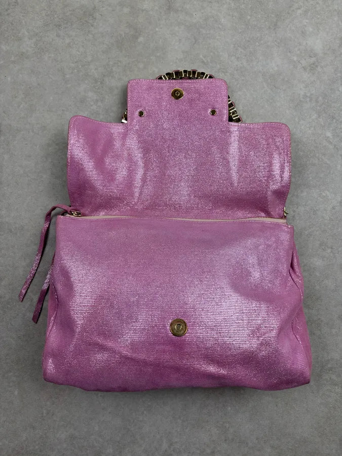 Cesare Paciotti Pink Glitter Leather Dagger Shoulder Bag nQrzplG 9