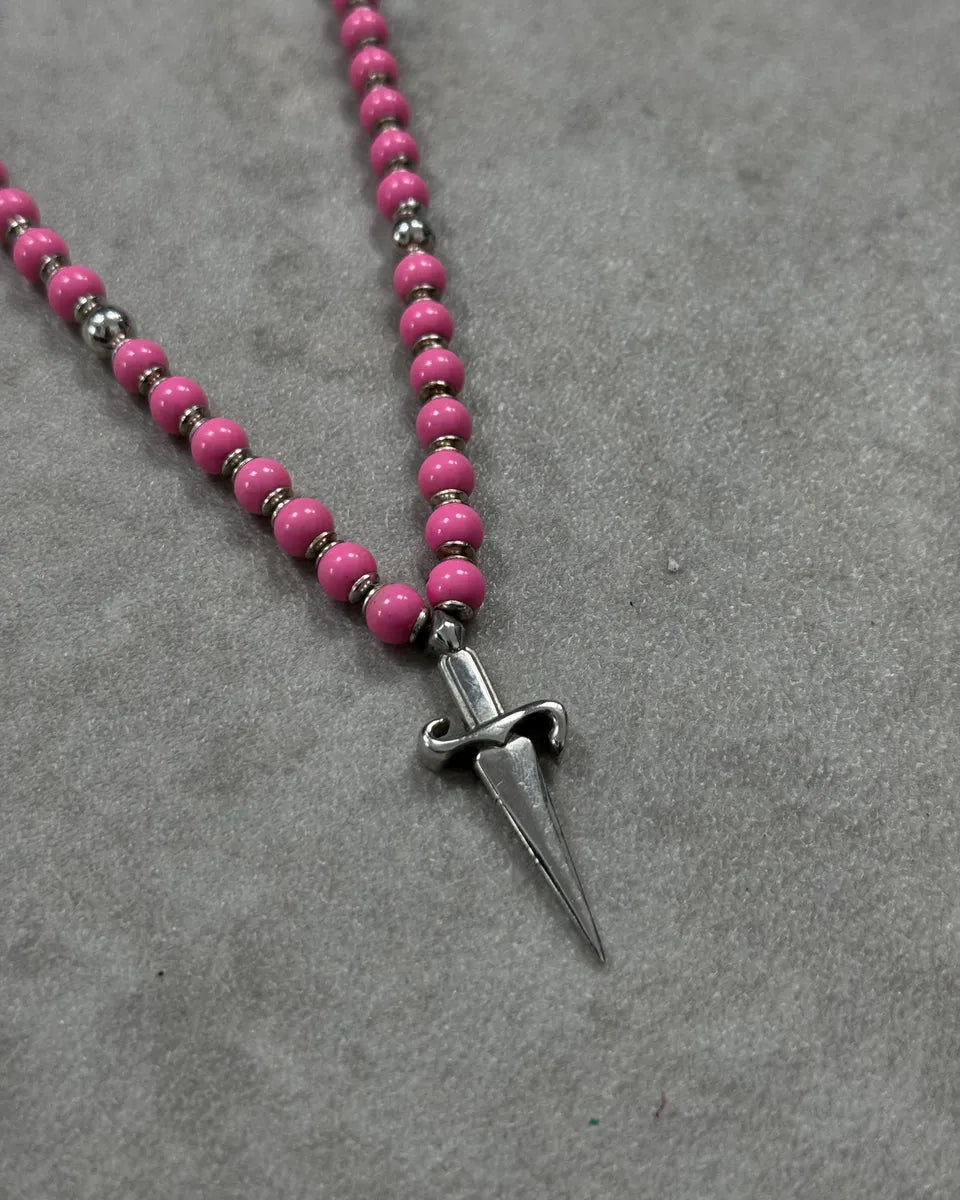Cesare Paciotti Pink Pearl Silver Dagger Necklace aXwarst 2