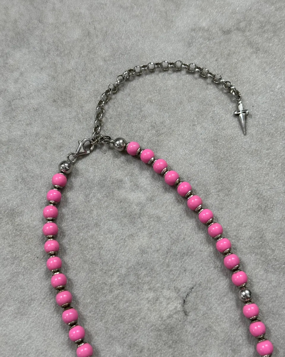 Cesare Paciotti Pink Pearl Silver Dagger Necklace aXwarst 3