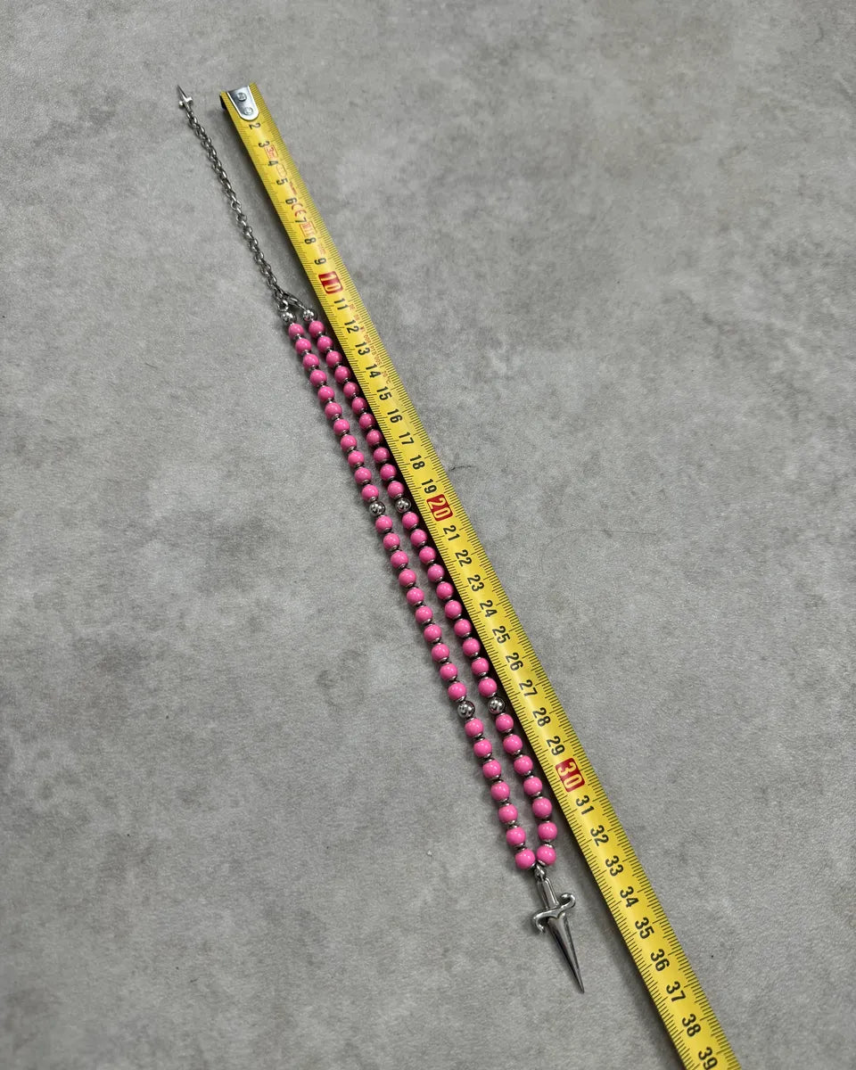 Cesare Paciotti Pink Pearl Silver Dagger Necklace aXwarst 5