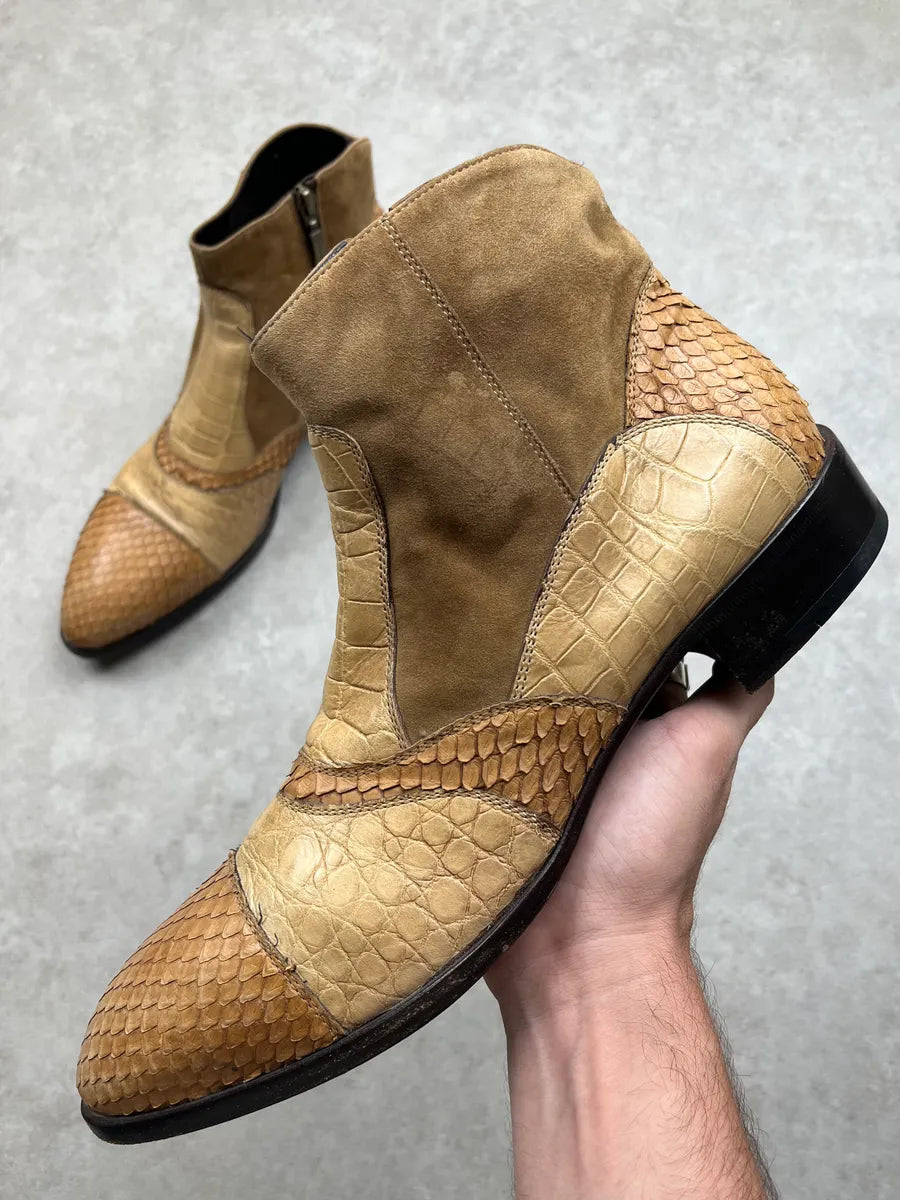 Cesare Paciotti Python Beige Leather Boots giBNApw 0