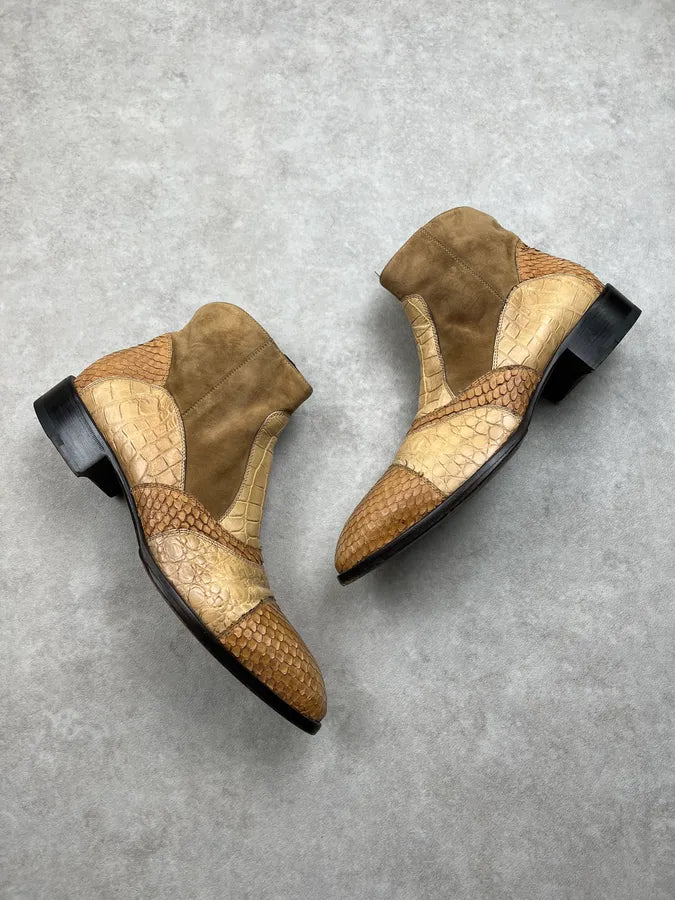 Cesare Paciotti Python Beige Leather Boots giBNApw 1