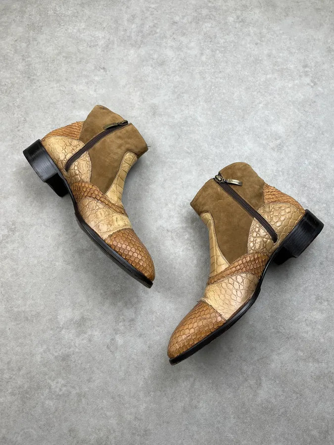 Cesare Paciotti Python Beige Leather Boots giBNApw 2
