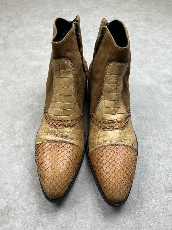 Cesare Paciotti Python Beige Leather Boots giBNApw 3