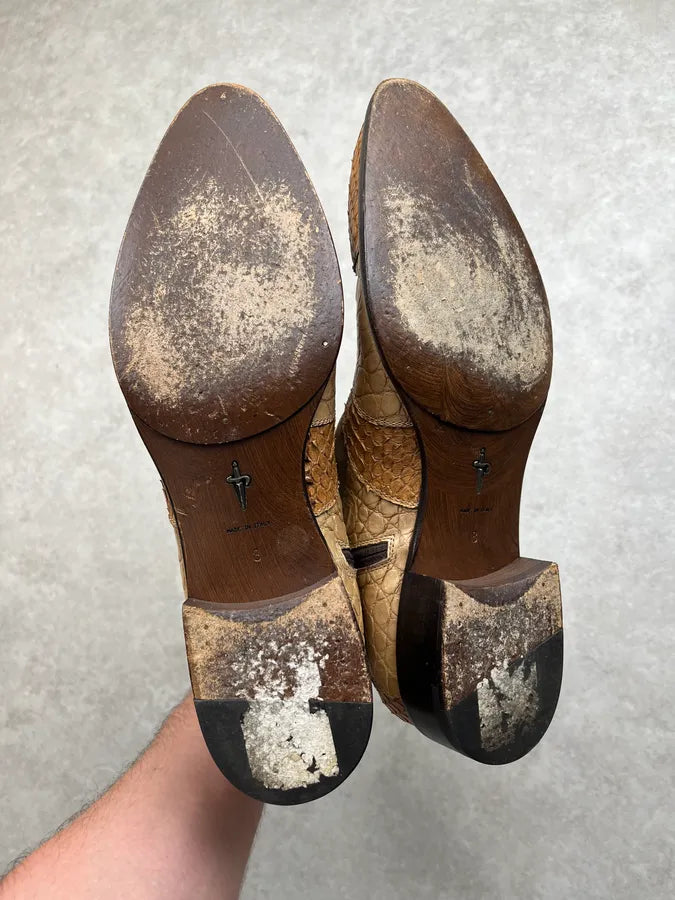 Cesare Paciotti Python Beige Leather Boots giBNApw 6