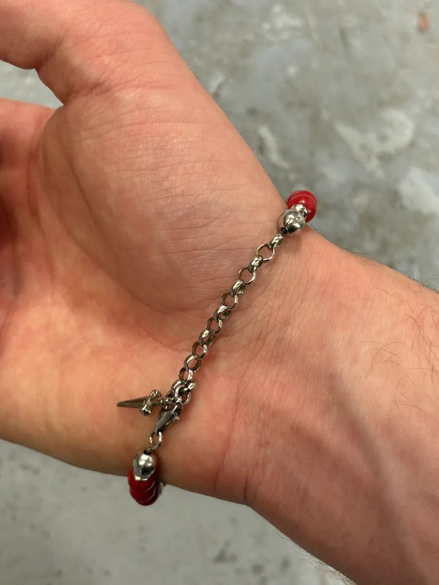Cesare Paciotti Red Beaded Cross Charm Bracelet LoHPUWl 3