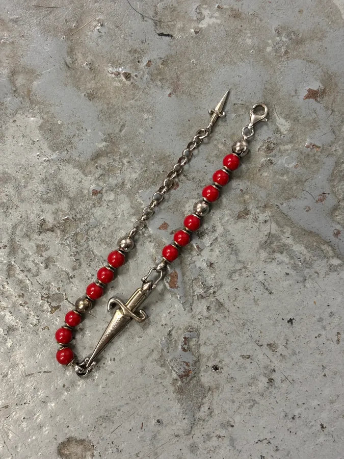 Cesare Paciotti Red Beaded Cross Charm Bracelet LoHPUWl 4