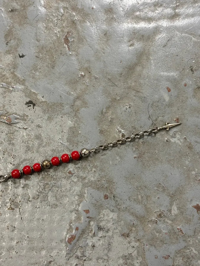 Cesare Paciotti Red Beaded Cross Charm Bracelet LoHPUWl 8