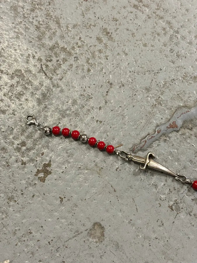 Cesare Paciotti Red Beaded Cross Charm Bracelet LoHPUWl 7