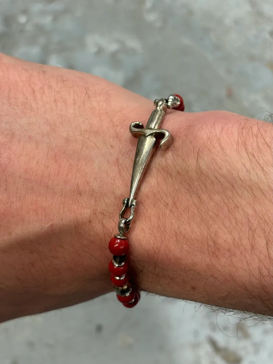 Cesare Paciotti Red Beaded Cross Charm Bracelet LoHPUWl 2
