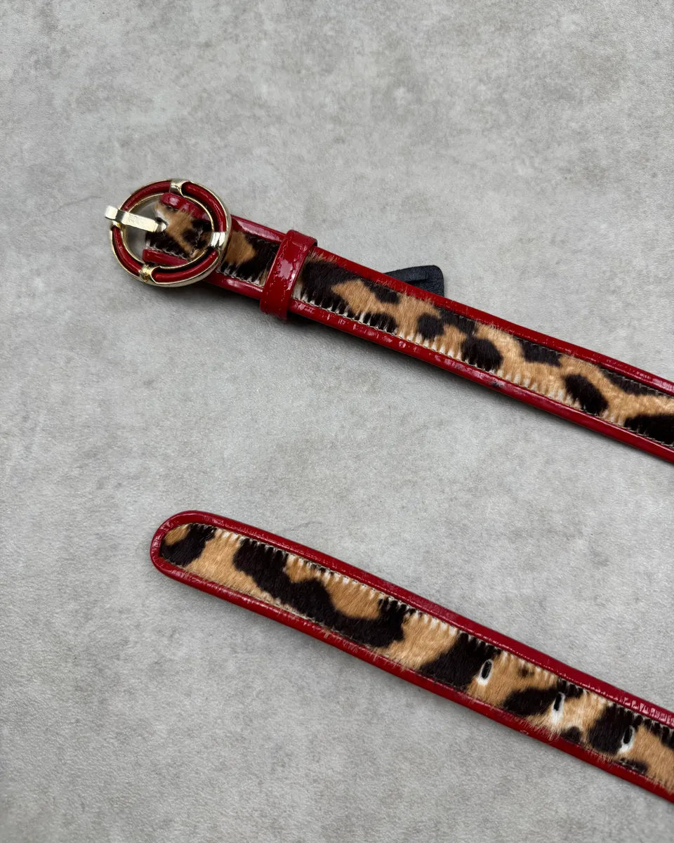 Cesare Paciotti Red Leather & Leopard Pony Hair Belt IaiayxS 3