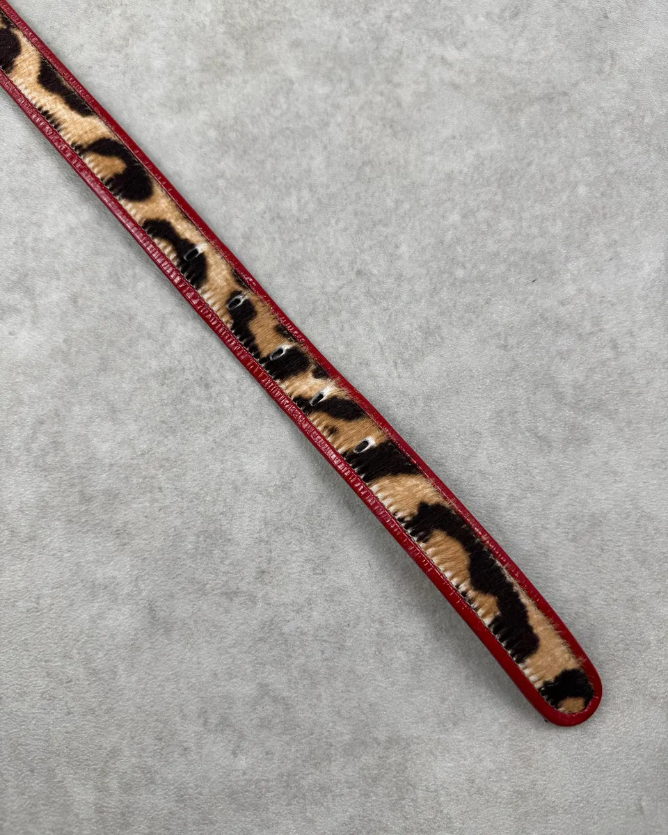 Cesare Paciotti Red Leather & Leopard Pony Hair Belt IaiayxS 5