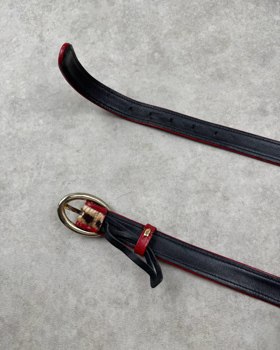 Cesare Paciotti Red Leather & Leopard Pony Hair Belt IaiayxS 6