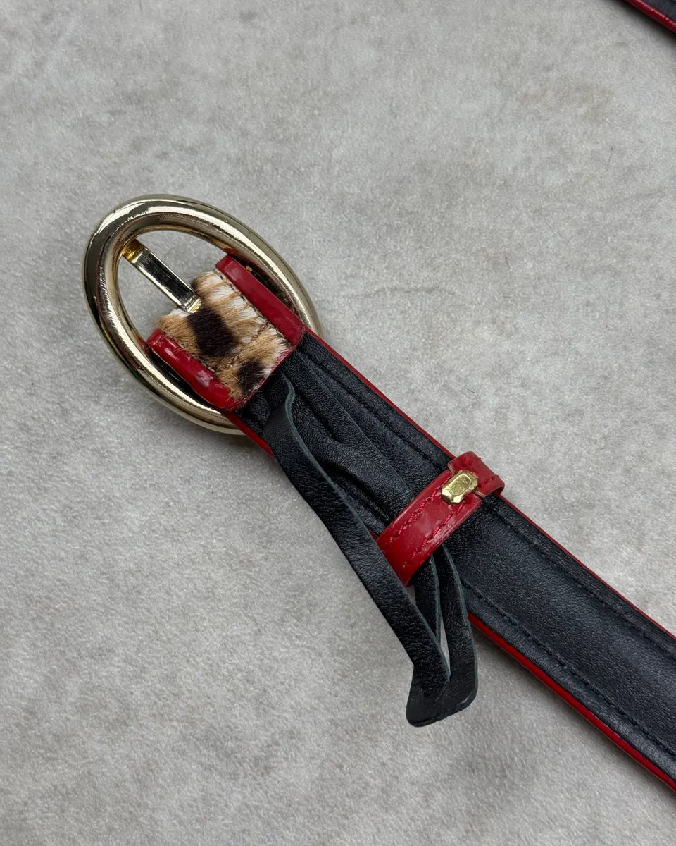 Cesare Paciotti Red Leather & Leopard Pony Hair Belt IaiayxS 7