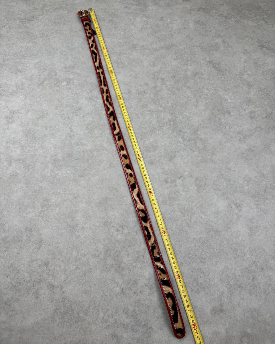Cesare Paciotti Red Leather & Leopard Pony Hair Belt IaiayxS 9