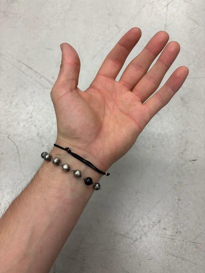 Cesare Paciotti Silver & Black Beaded Bracelet JRuJLeO 2