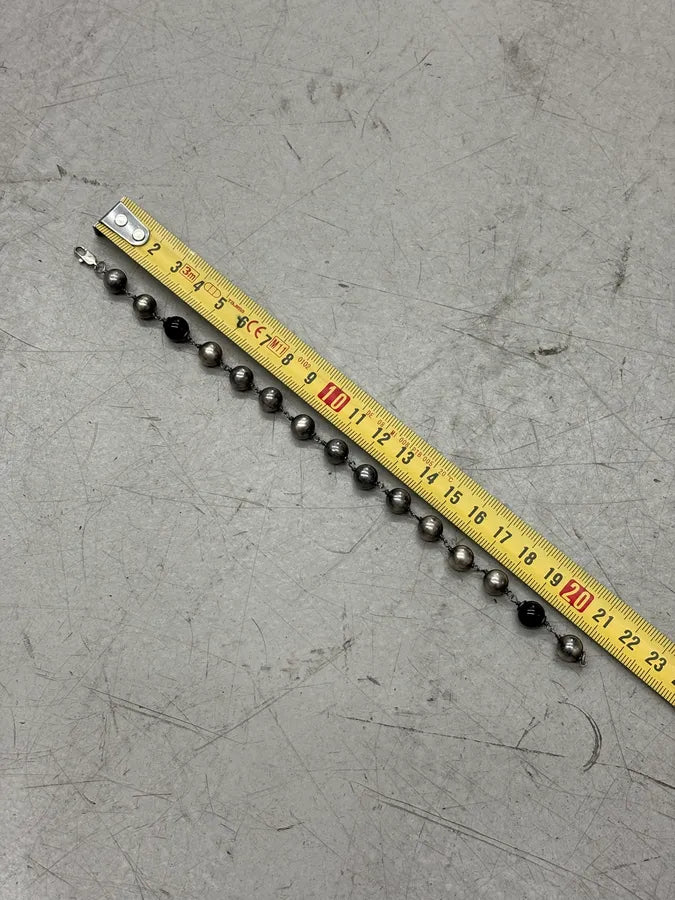 Cesare Paciotti Silver & Black Beaded Bracelet JRuJLeO 4