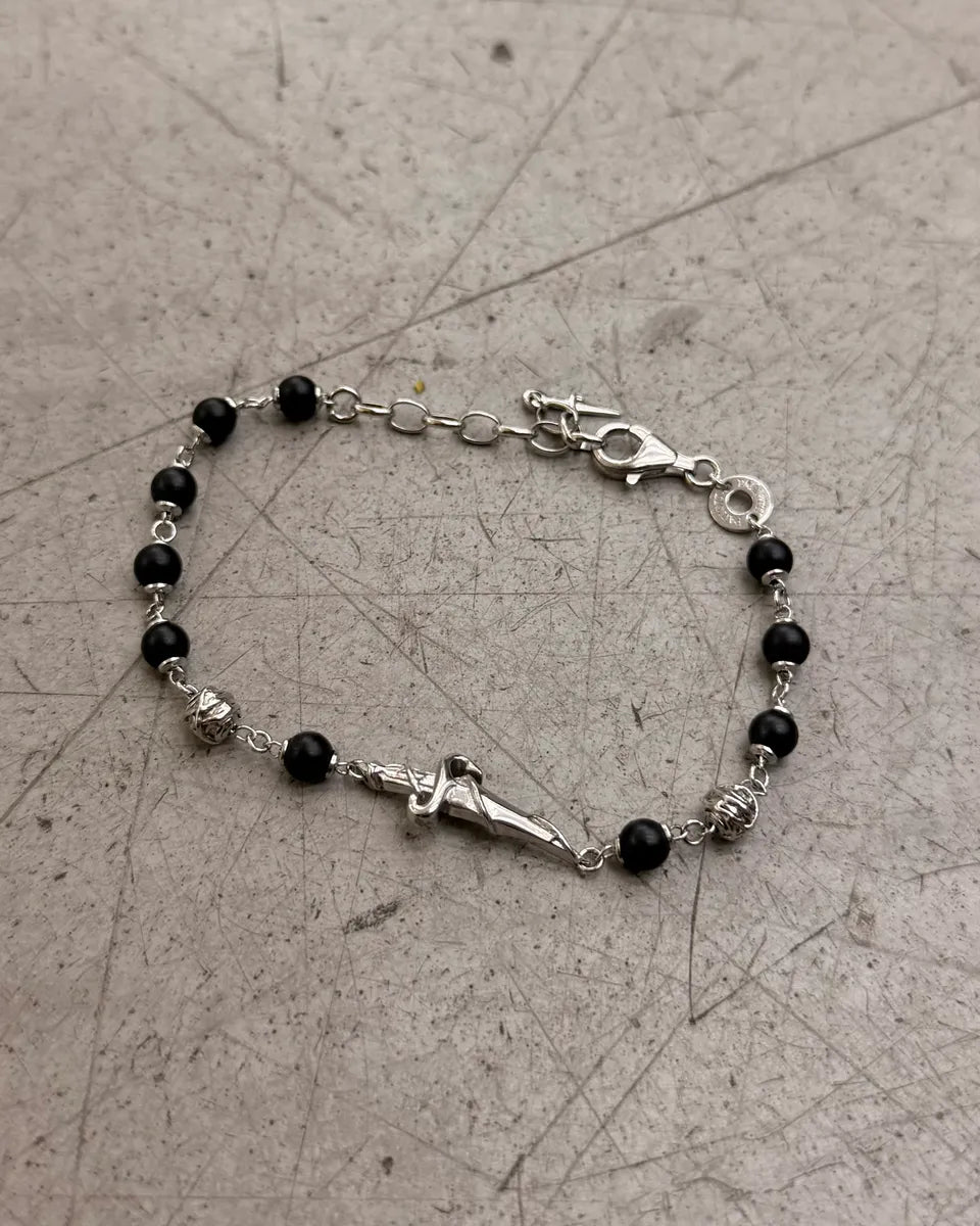 Cesare Paciotti Silver 925 Onyx Spike Bracelet mgJuWIa 0