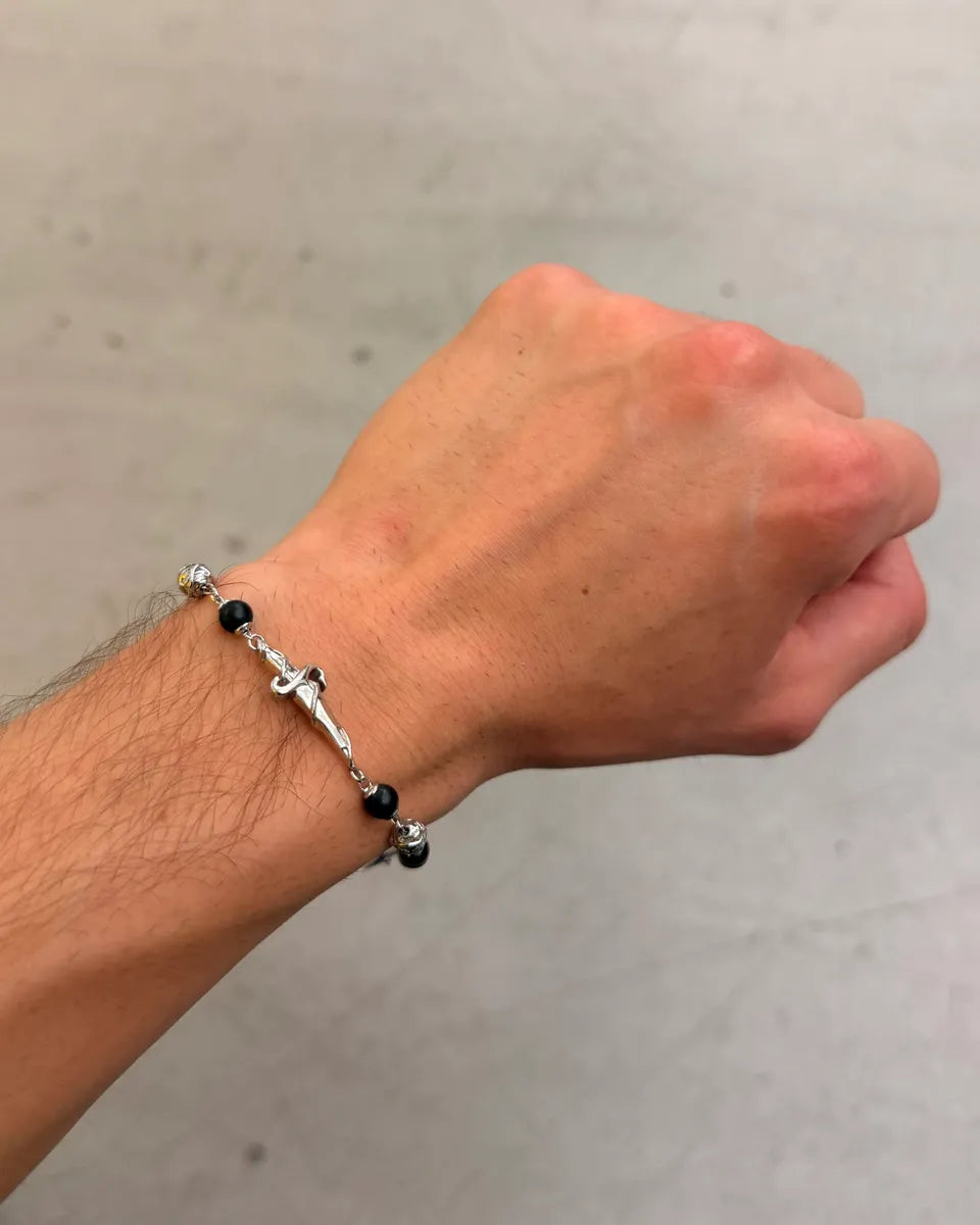 Cesare Paciotti Silver 925 Onyx Spike Bracelet mgJuWIa 1