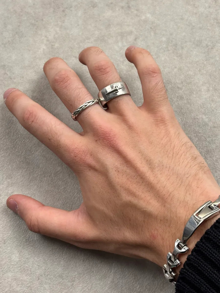 Cesare Paciotti Silver 925 Rhodium Dagger Band Ring xSWebAo 1