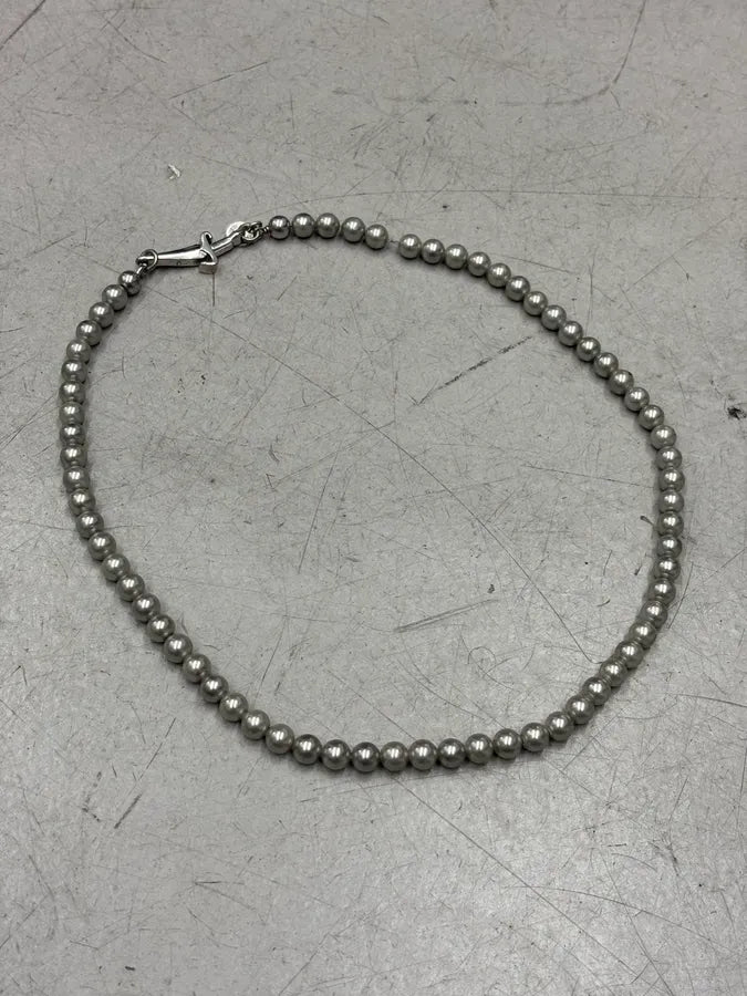 Cesare Paciotti Silver Beaded Dagger Necklace NxAsois 2