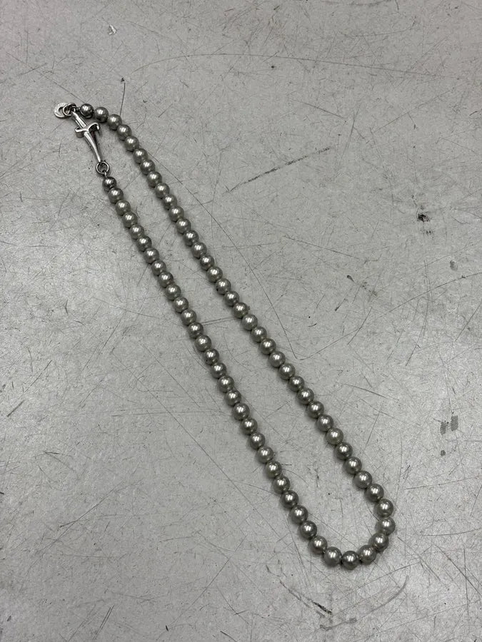 Cesare Paciotti Silver Beaded Dagger Necklace NxAsois 3