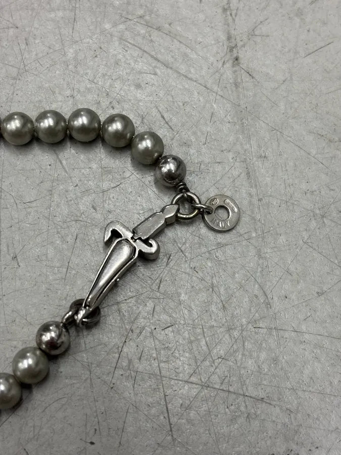 Cesare Paciotti Silver Beaded Dagger Necklace NxAsois 4