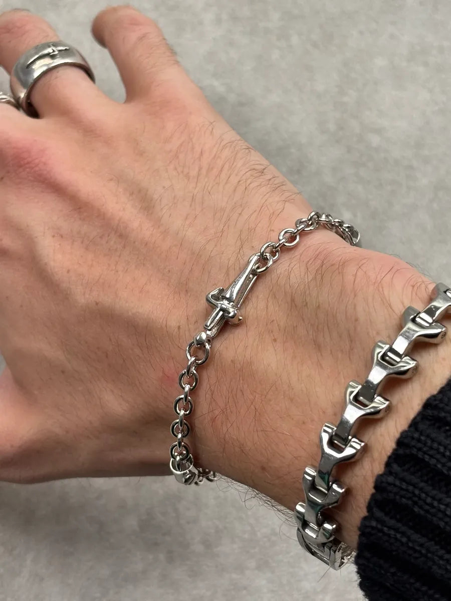 Cesare Paciotti Silver Grey Metal Dagger Charm Bracelet gwMqtzf 1
