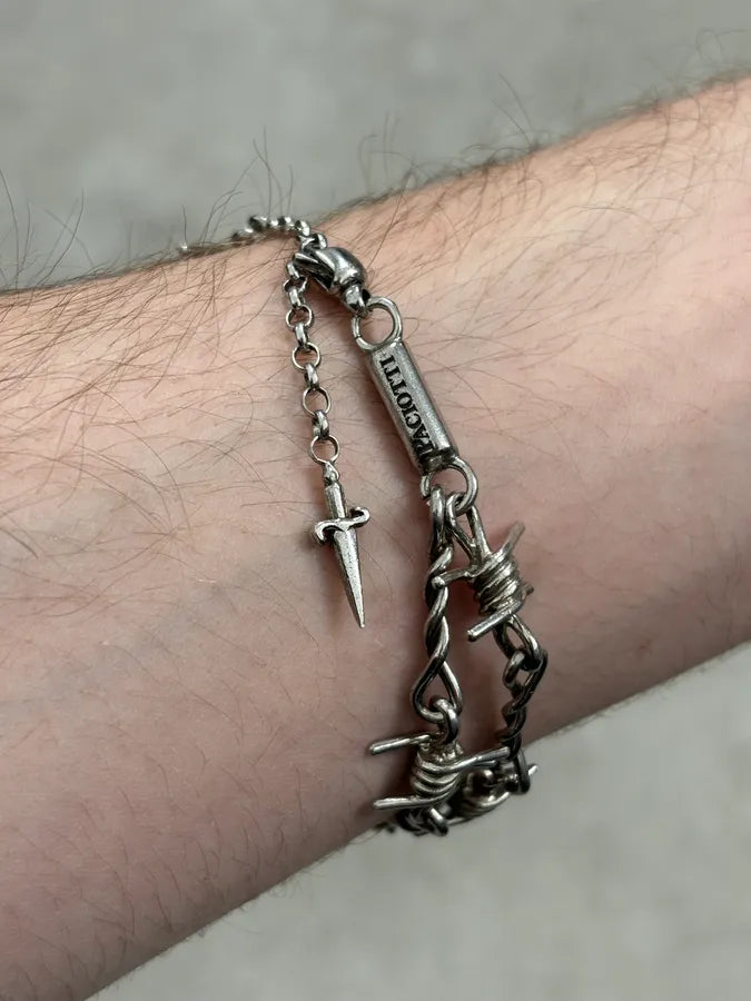 Cesare Paciotti Silver Metal Barbed Wire Bracelet  QIBMvbJ 2