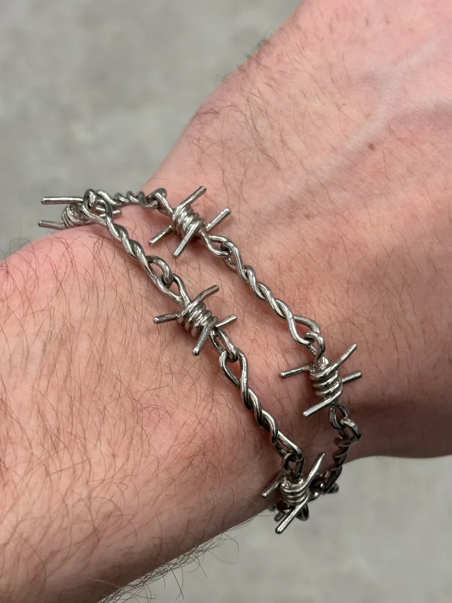 Cesare Paciotti Silver Metal Barbed Wire Bracelet  QIBMvbJ 1