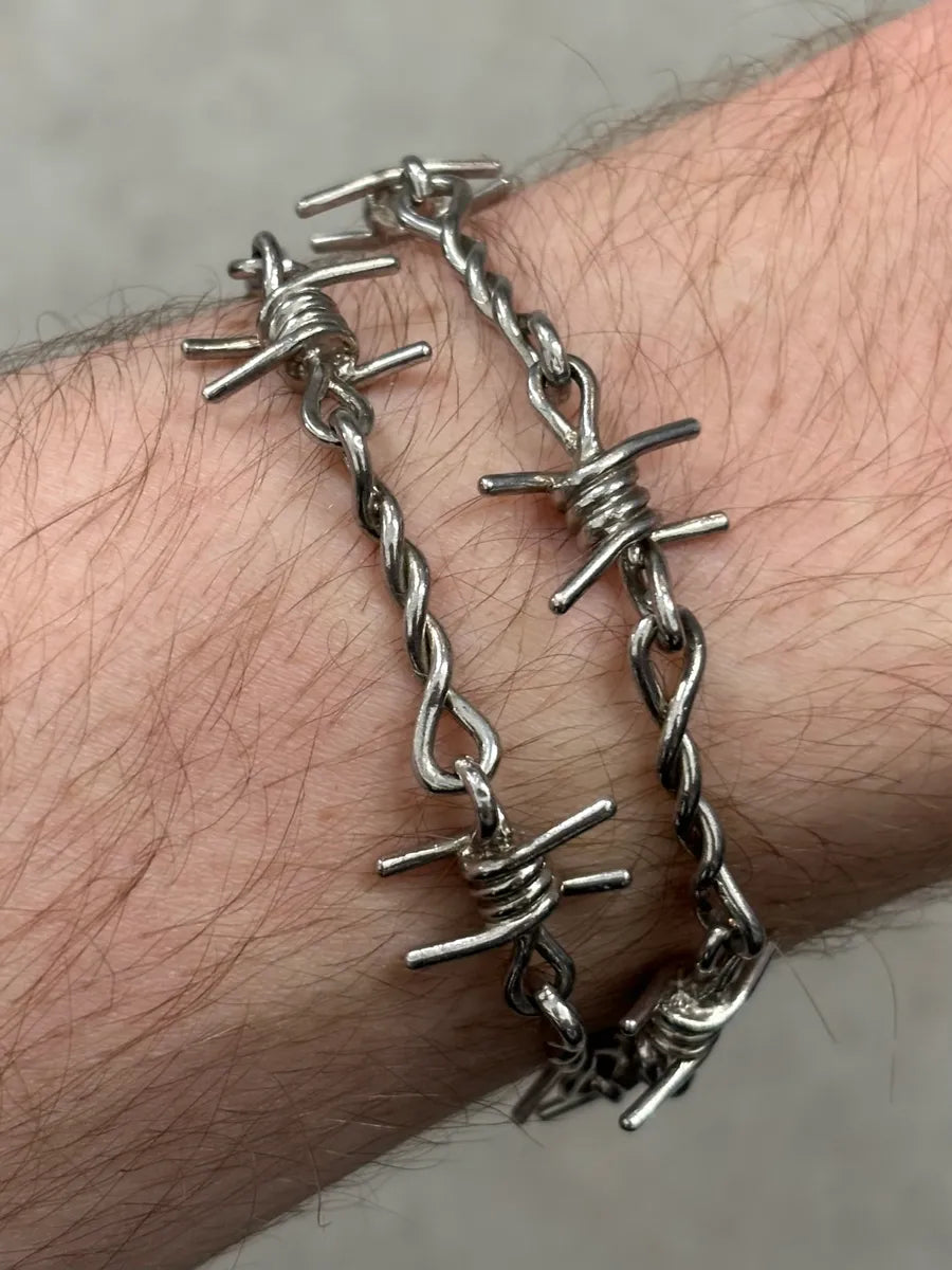 Cesare Paciotti Silver Metal Barbed Wire Bracelet  QIBMvbJ 3
