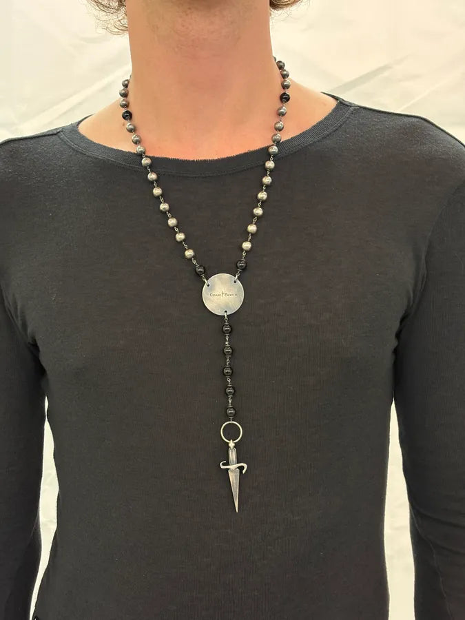 Cesare Paciotti Silver Metal Beaded Necklace RiWJLus 1