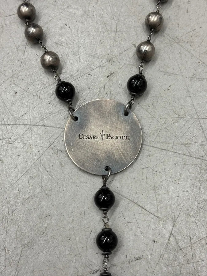 Cesare Paciotti Silver Metal Beaded Necklace RiWJLus 5