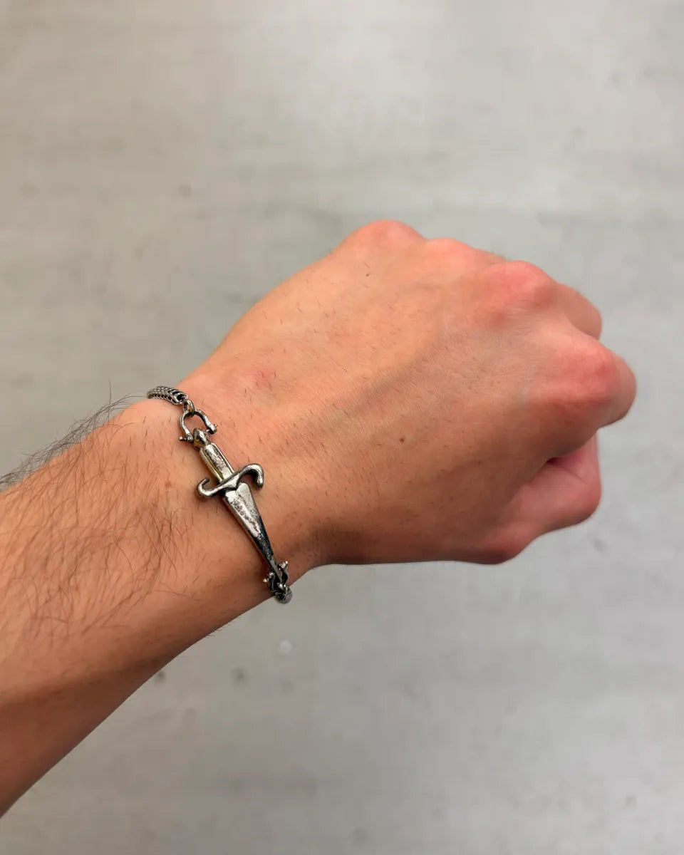 Cesare Paciotti Silver Metal Chain Dagger Bracelet CJFFSek 1