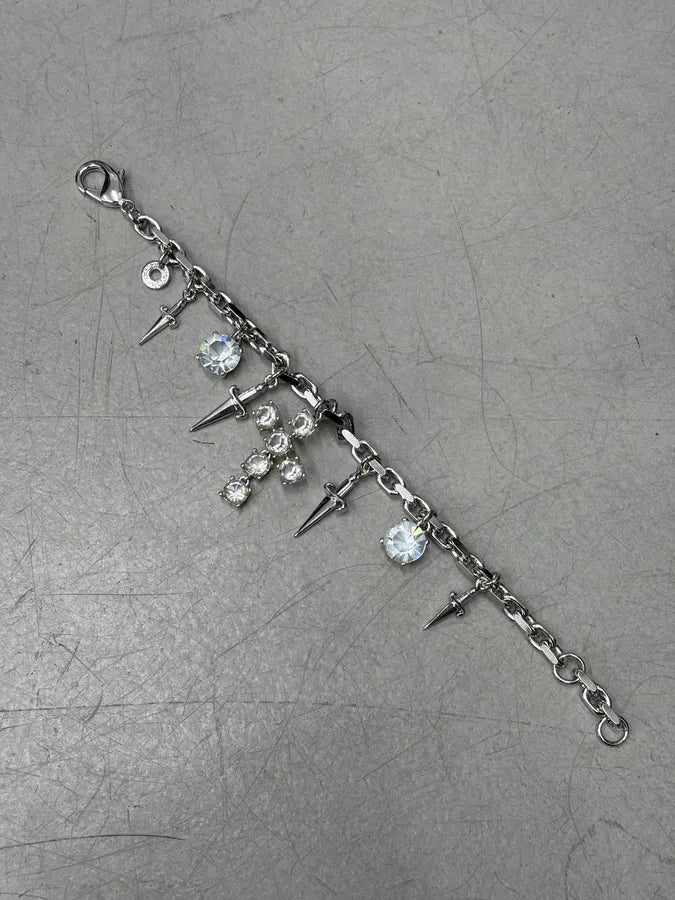 Cesare Paciotti Silver Metal Cross Dagger Bracelet HIaQVZA 4