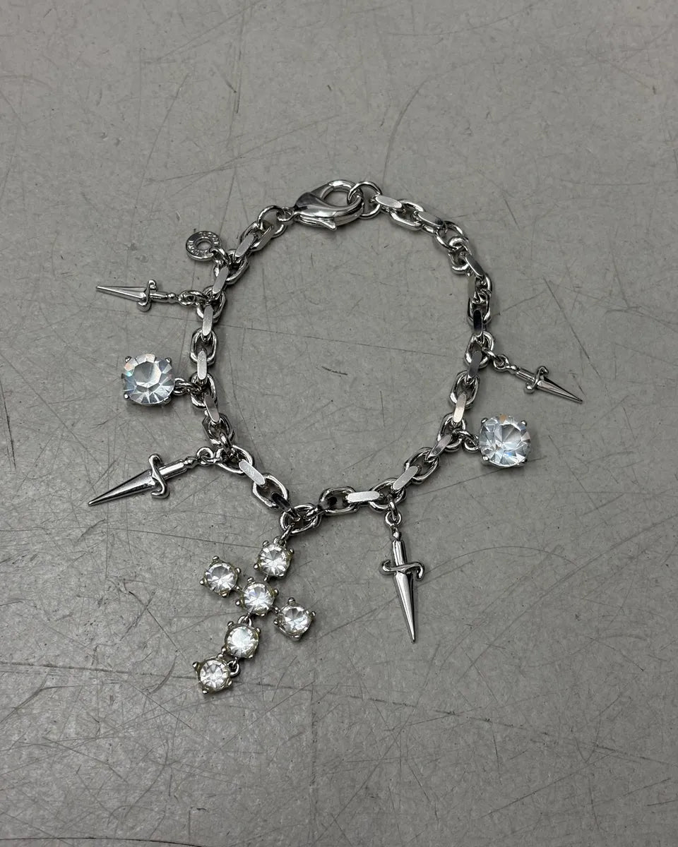 Cesare Paciotti Silver Metal Cross Dagger Bracelet HIaQVZA 0