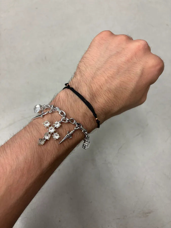 Cesare Paciotti Silver Metal Cross Dagger Bracelet HIaQVZA 1