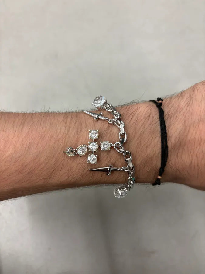 Cesare Paciotti Silver Metal Cross Dagger Bracelet HIaQVZA 3