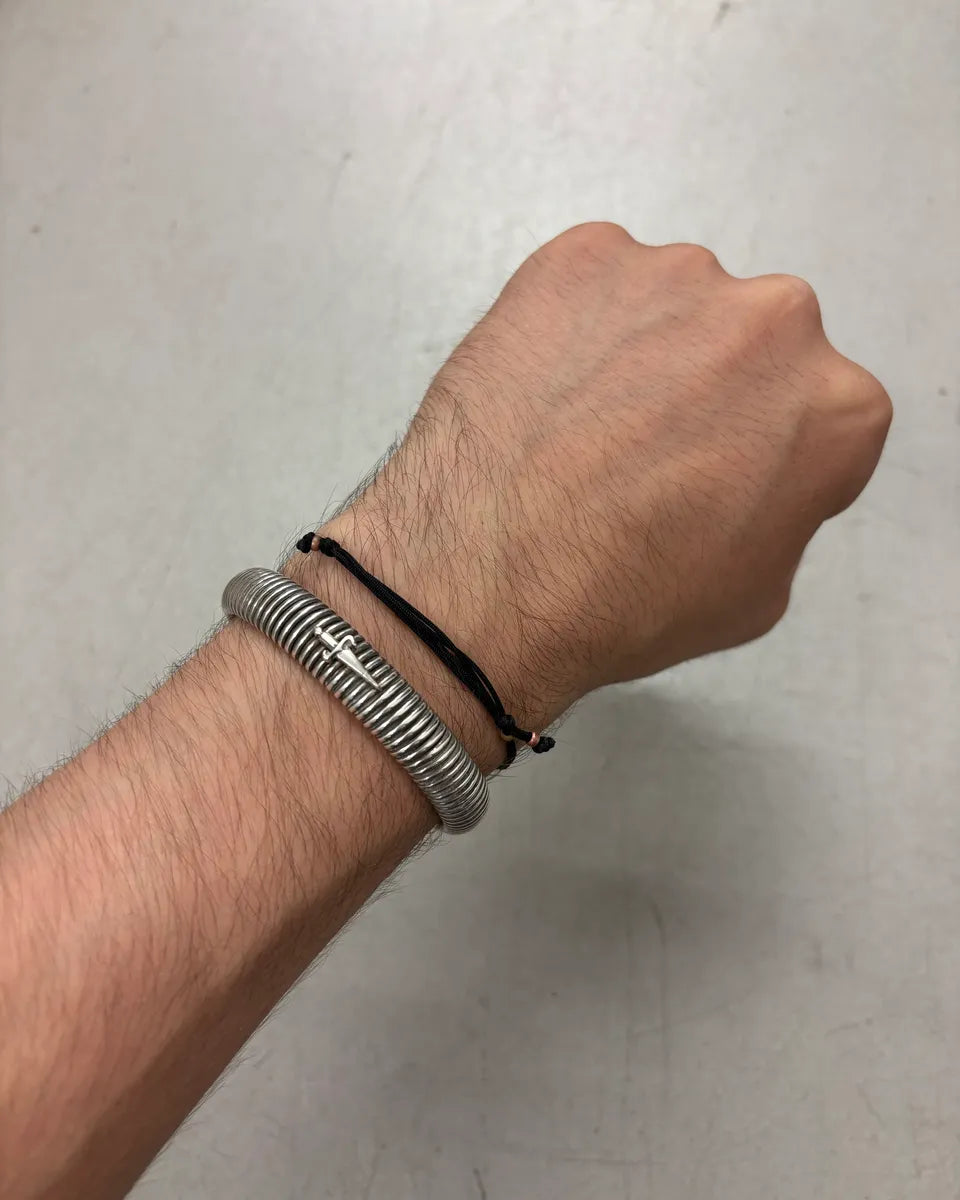Cesare Paciotti Silver Metal Dagger Coil Bracelet bRUKnzC 0