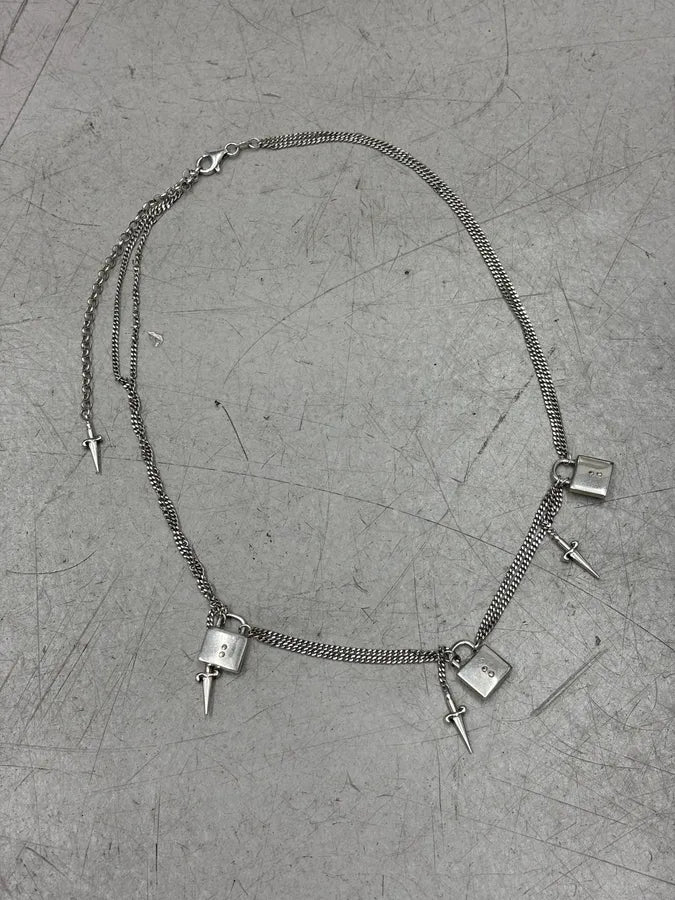 Cesare Paciotti Silver Metal Lock & Dagger Necklace nKNCzBV 2