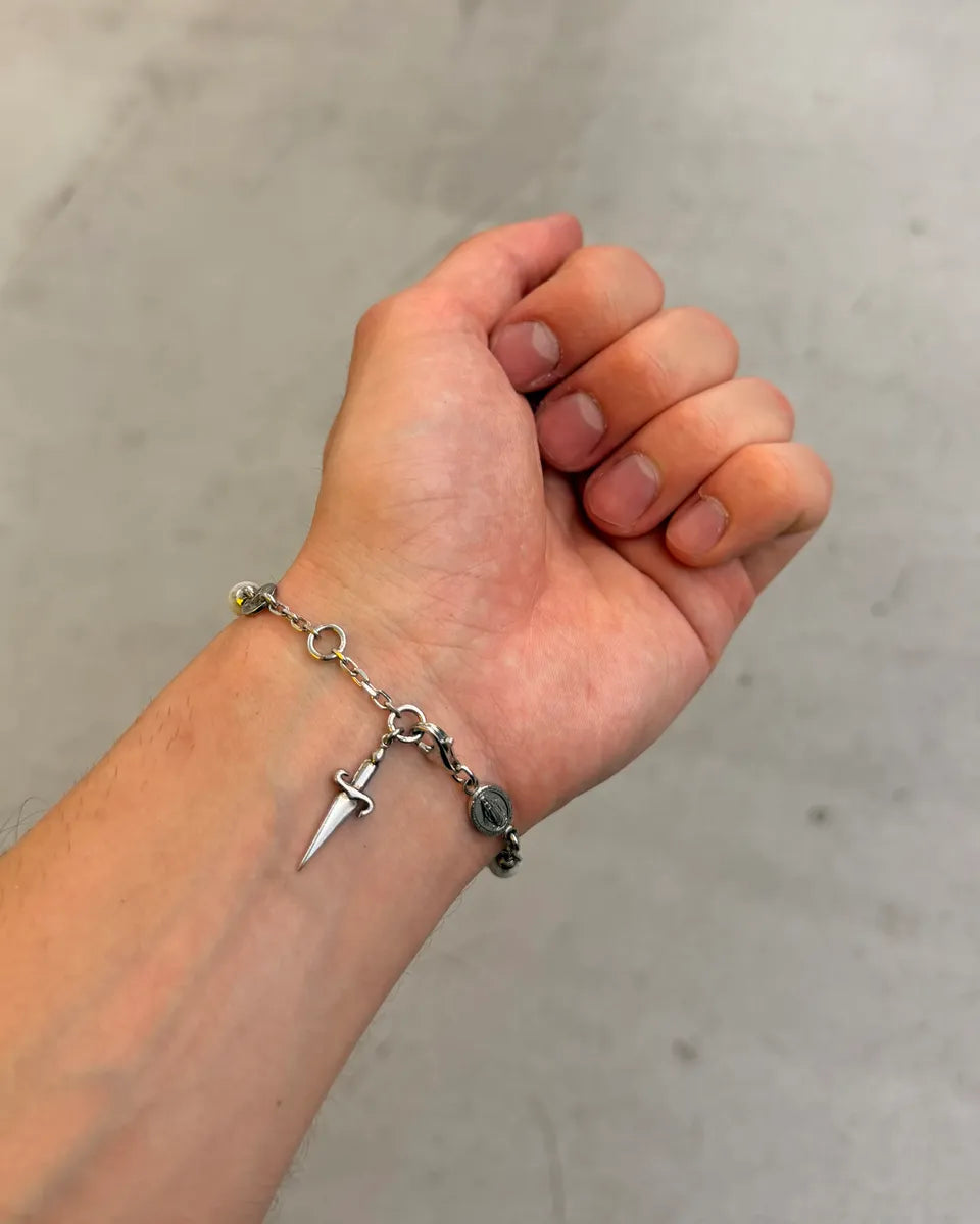Cesare Paciotti Silver Pearl Dagger Charm Bracelet aLKMMsS 2