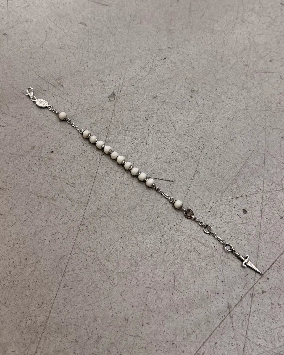 Cesare Paciotti Silver Pearl Dagger Charm Bracelet aLKMMsS 4