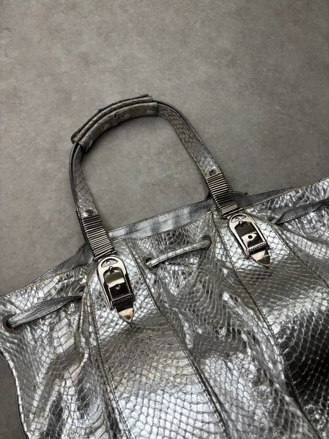 Cesare Paciotti Silver Python Leather Handle Bag OtFYLtn 12