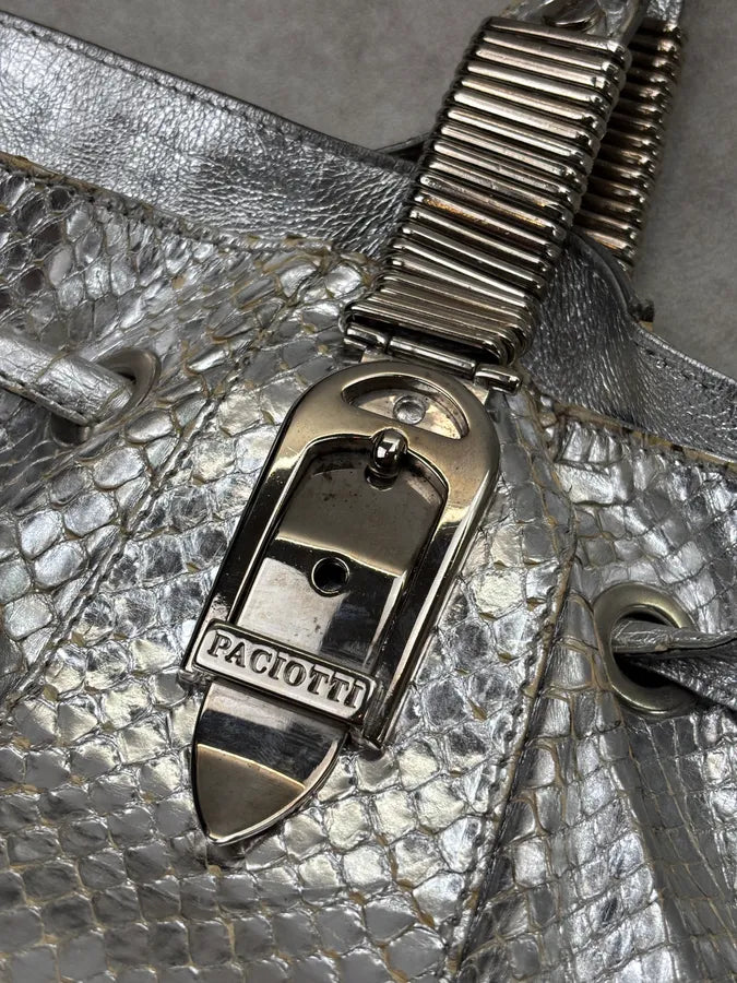 Cesare Paciotti Silver Python Leather Handle Bag OtFYLtn 11