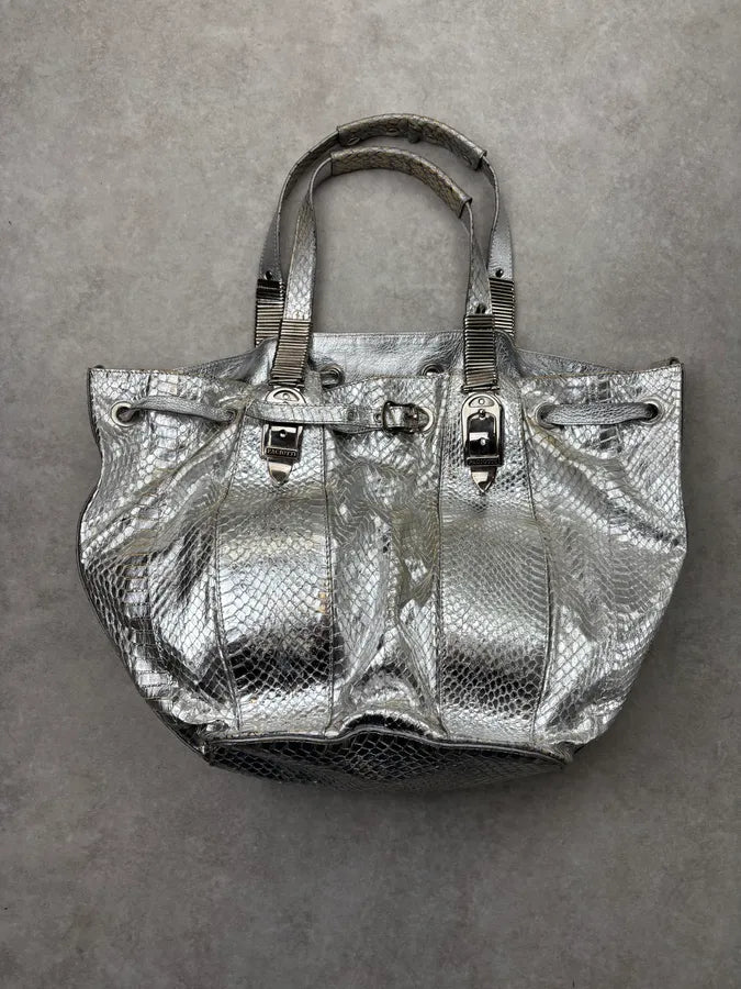 Cesare Paciotti Silver Python Leather Handle Bag OtFYLtn 0