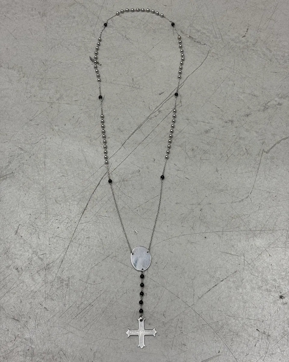 Cesare Paciotti Silver Steel Beaded Cross Necklace eARbDCE 0
